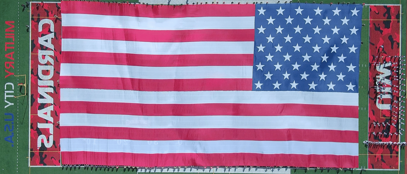 UIW Benson Stadium with the American flag displayed